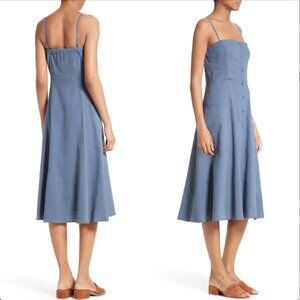 Theory Women’s Kayleigh Echo Linen Blend Cornflower Blue Dress Size 12